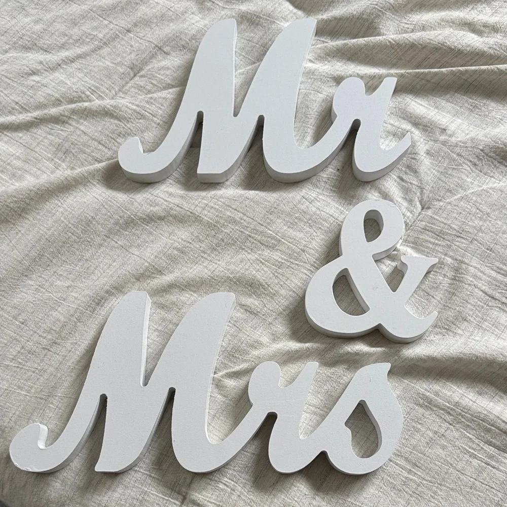 White Mr & Mrs Decorative Signs